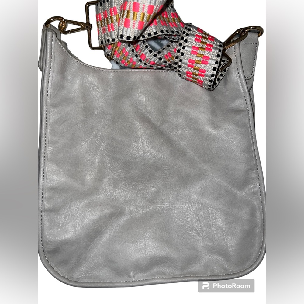 ah-dorned Lg faux leather crossbody bad with extra strap